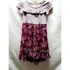 Wonder Nation Purple Lilac Cap Sleeve Lined Sheer Floral Topper Dress 7/8